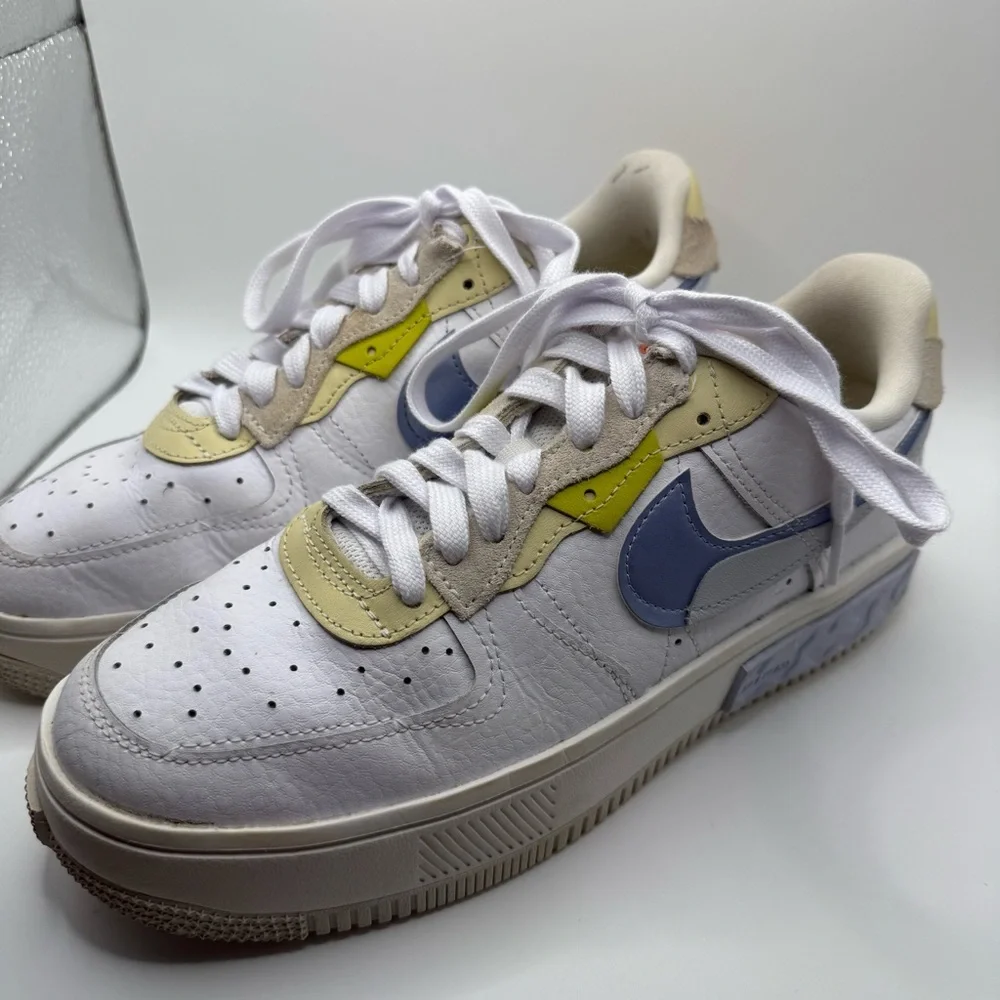 Nike Air Force 1 Fontanka White, yellow and Light Blue Sneakers